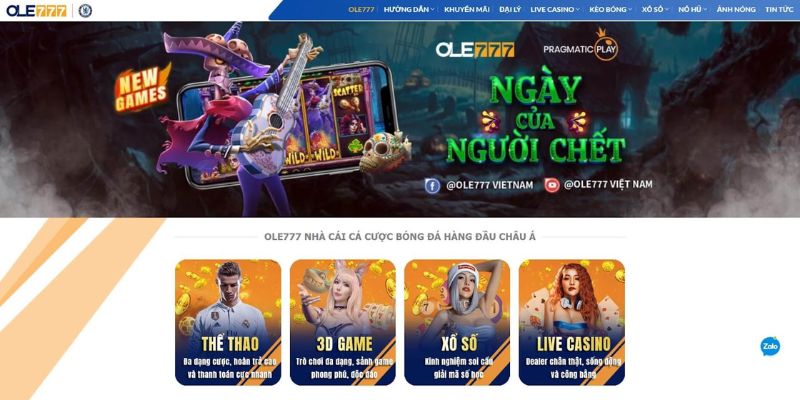 Thiết kế giao diện trang chủ OLE777 đẹp mắt, thân thiện